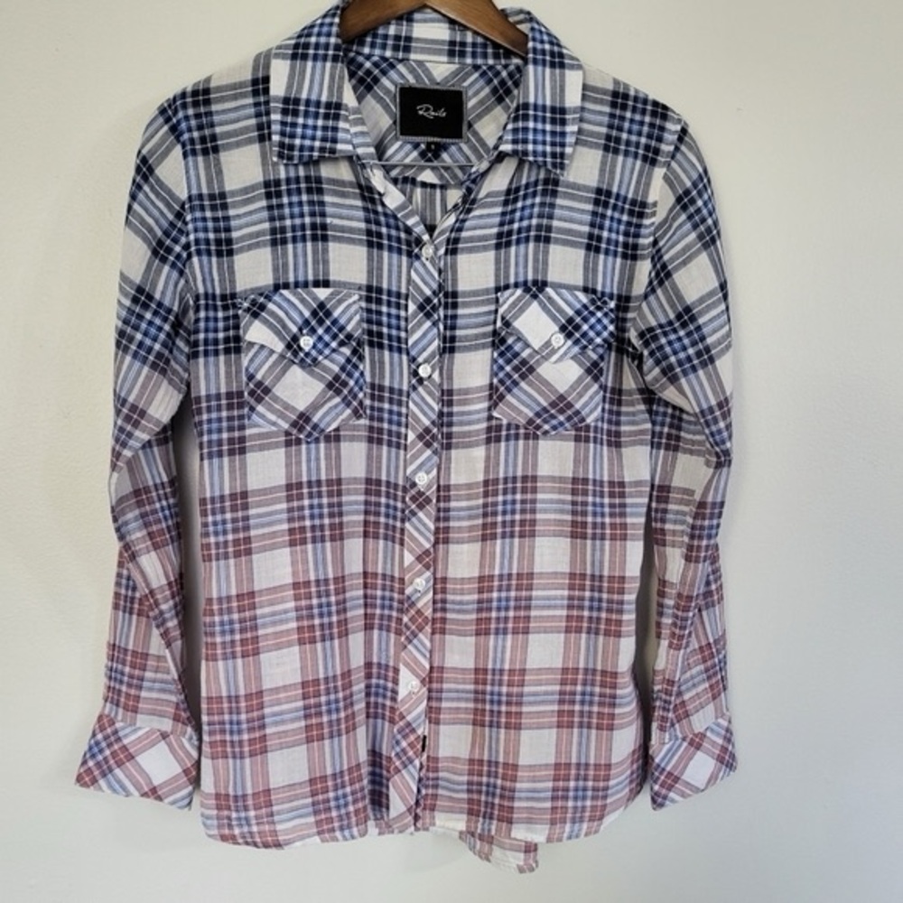 Rails Nashville Style Rayna Jaymes Faded Plaid Button Up Shirt Small